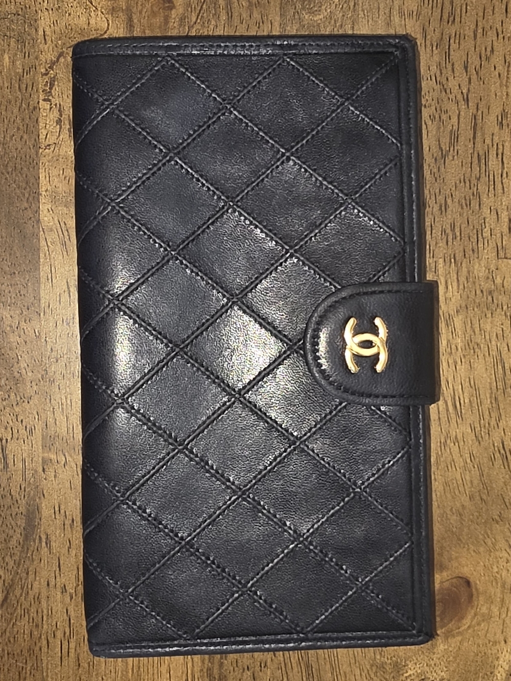 Chanel Quilted Lambskin Leather Wallet with Gold CC Snap